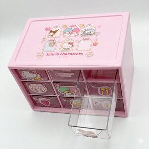 Miniso x Sanrio Pink 9-Drawer Plastic Desktop Organizer | Kawaii Hello Kitty